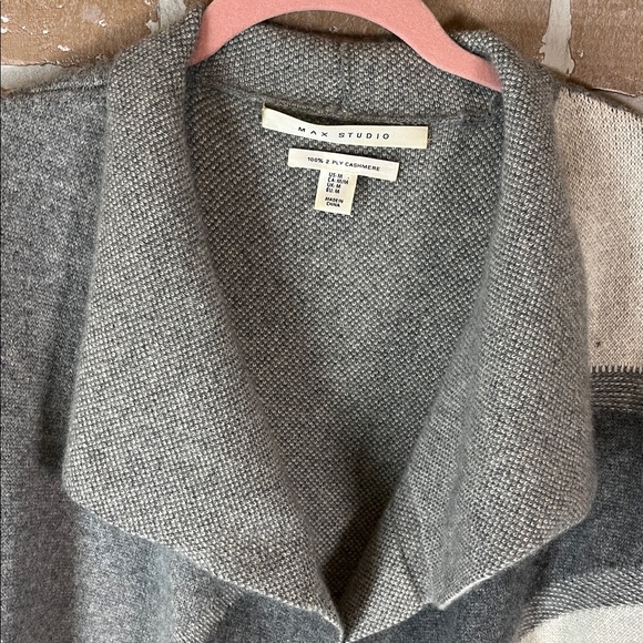 Max Studio 2 Ply Cashmere Cardigan Womens Grey Open Front Sweater Size M *flaw - Picture 4 of 14